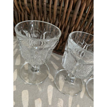 Load image into Gallery viewer, Antique Higbee cordial glasses stemmed EAPG thistle pattern set of 4