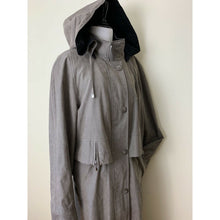 Load image into Gallery viewer, Fleet Street women trench coat size 14 with detachable hood lined zip buttons