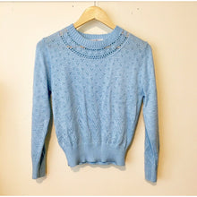 Load image into Gallery viewer, Vintage sweater size small/medium light blue lightweight Cuddle Knit eyelet