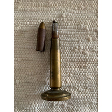 Load image into Gallery viewer, Vintage bullet table lighter brass trench art WWII 8" tall with base
