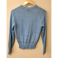 Load image into Gallery viewer, Vintage sweater size small/medium light blue lightweight Cuddle Knit eyelet