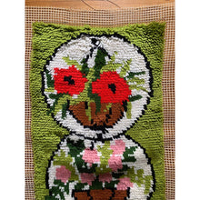 Load image into Gallery viewer, Vintage handmade latch hook rug wall hanging finished 1970s 35"long