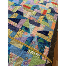 Load image into Gallery viewer, Homemade patchwork quilt 55” x 71” twin throw triangles and rectangles