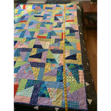 Load image into Gallery viewer, Homemade patchwork quilt 55” x 71” twin throw triangles and rectangles