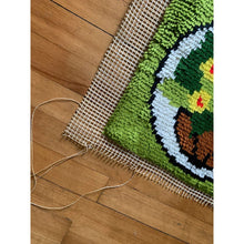 Load image into Gallery viewer, Vintage handmade latch hook rug wall hanging finished 1970s 35"long