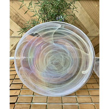 Load image into Gallery viewer, Artistic Accents iridescent pearl swirl glass 9” luncheon plate made in Turkey