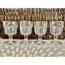 Load image into Gallery viewer, Antique Higbee cordial glasses stemmed EAPG thistle pattern set of 4