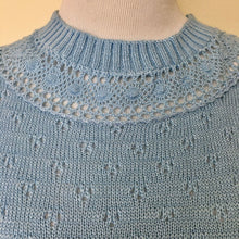 Load image into Gallery viewer, Vintage sweater size small/medium light blue lightweight Cuddle Knit eyelet