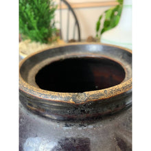 Load image into Gallery viewer, Antique baked bean pot crock with handles stoneware ceramic imperfect