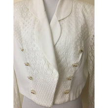 Load image into Gallery viewer, Vintage 90s dress and jacket set size 14 cream 1980s/90s shoulder pads suit lace