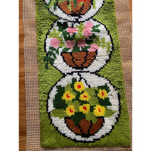 Load image into Gallery viewer, Vintage handmade latch hook rug wall hanging finished 1970s 35"long