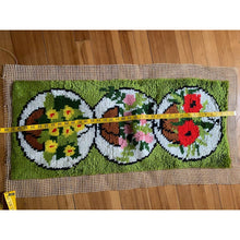 Load image into Gallery viewer, Vintage handmade latch hook rug wall hanging finished 1970s 35"long
