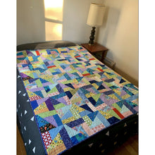Load image into Gallery viewer, Homemade patchwork quilt 55” x 71” twin throw triangles and rectangles