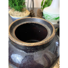 Load image into Gallery viewer, Antique baked bean pot crock with handles stoneware ceramic imperfect