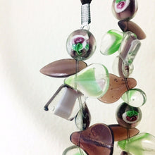 Load image into Gallery viewer, Vintage blown art glass beaded choker on ribbon purple necklace pastel