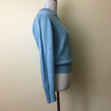 Load image into Gallery viewer, Vintage sweater size small/medium light blue lightweight Cuddle Knit eyelet