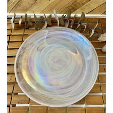 Load image into Gallery viewer, Artistic Accents iridescent pearl swirl glass 9” luncheon plate made in Turkey