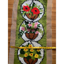 Load image into Gallery viewer, Vintage handmade latch hook rug wall hanging finished 1970s 35"long