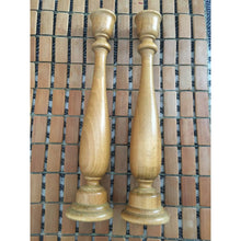 Load image into Gallery viewer, Vintage mcm candlesticks turned wood scroll 11" tapered candle holders