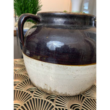 Load image into Gallery viewer, Antique baked bean pot crock with handles stoneware ceramic imperfect
