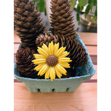 Load image into Gallery viewer, Vintage enamel daisy flower pin bright yellow 2" brooch