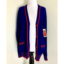 Load image into Gallery viewer, Blue vintage 60s cardigan V-neck sweater size 40/L pockets Eileen