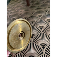 Load image into Gallery viewer, Vintage bullet table lighter brass trench art WWII 8" tall with base