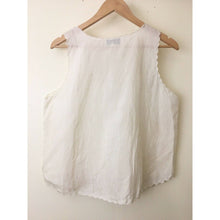 Load image into Gallery viewer, Vintage silk top size M/L sleeveless Vietnamese blouse semi sheer ivory lace detail