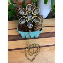 Load image into Gallery viewer, Mcm christmas crystal brass hanging window snowflake 4"