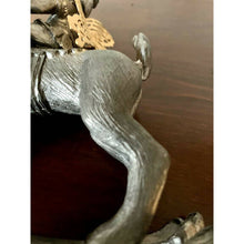 Load image into Gallery viewer, Ricker pewter Christmas reindeer & elf handcrafted 1994 table ornament