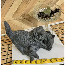 Load image into Gallery viewer, Kittens playing sculpture grey cats plaster resin mold door stop as is