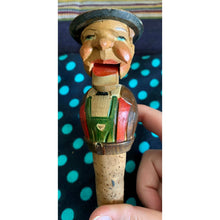 Load image into Gallery viewer, Vintage black forest carved wood bottle stopper old man with puppet mouth