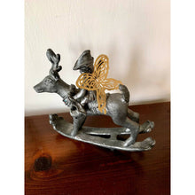 Load image into Gallery viewer, Ricker pewter Christmas reindeer & elf handcrafted 1994 table ornament