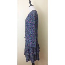 Load image into Gallery viewer, Vintage 80s skirt & blouse set 1980s with shoulder pads and ruffle skirt