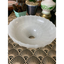 Load image into Gallery viewer, Antique opalescent milk glass hanging pendant lamp shade ribbed 10"