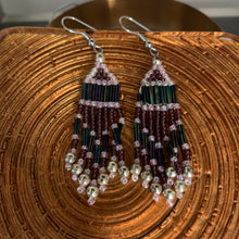 Load image into Gallery viewer, Vintage 3" dangle beaded earrings
