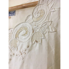 Load image into Gallery viewer, Vintage silk top size M/L sleeveless Vietnamese blouse semi sheer ivory lace detail