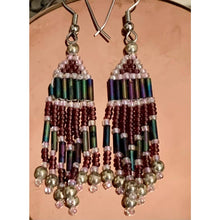 Load image into Gallery viewer, Vintage 3" dangle beaded earrings