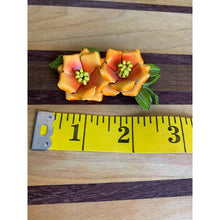 Load image into Gallery viewer, Vintage enamel double flower daisy pin orange brooch