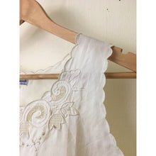 Load image into Gallery viewer, Vintage silk top size M/L sleeveless Vietnamese blouse semi sheer ivory lace detail