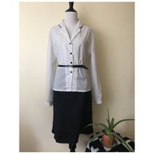 Load image into Gallery viewer, 1980s blouse size 36 deadstock polka dot belted button up