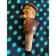 Load image into Gallery viewer, Vintage black forest carved wood bottle stopper old man with puppet mouth