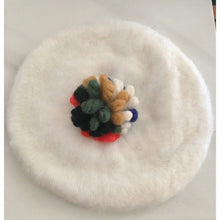 Load image into Gallery viewer, Vintage Beret White Felt With Pom Pom hat Ooh La La!