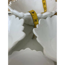 Load image into Gallery viewer, Vintage white milk glass nesting serving bowl set leaf and floral bottom