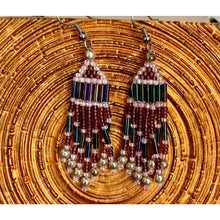 Load image into Gallery viewer, Vintage 3" dangle beaded earrings