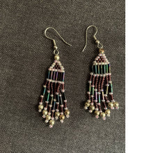 Load image into Gallery viewer, Vintage 3" dangle beaded earrings