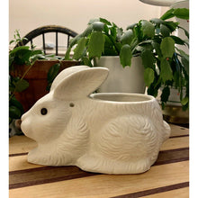 Load image into Gallery viewer, Ceramic bunny rabbit hanging planter pot vase 5"