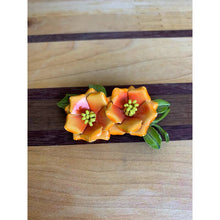 Load image into Gallery viewer, Vintage enamel double flower daisy pin orange brooch
