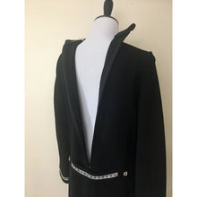 Load image into Gallery viewer, Vintage 1960s Dress Size 12 Black Long Sleeve Rhinestone Collar Cuff Belt Wool
