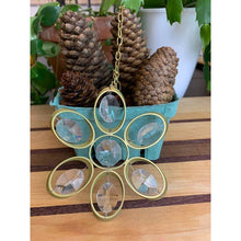 Load image into Gallery viewer, Mcm christmas crystal brass hanging window snowflake 4"